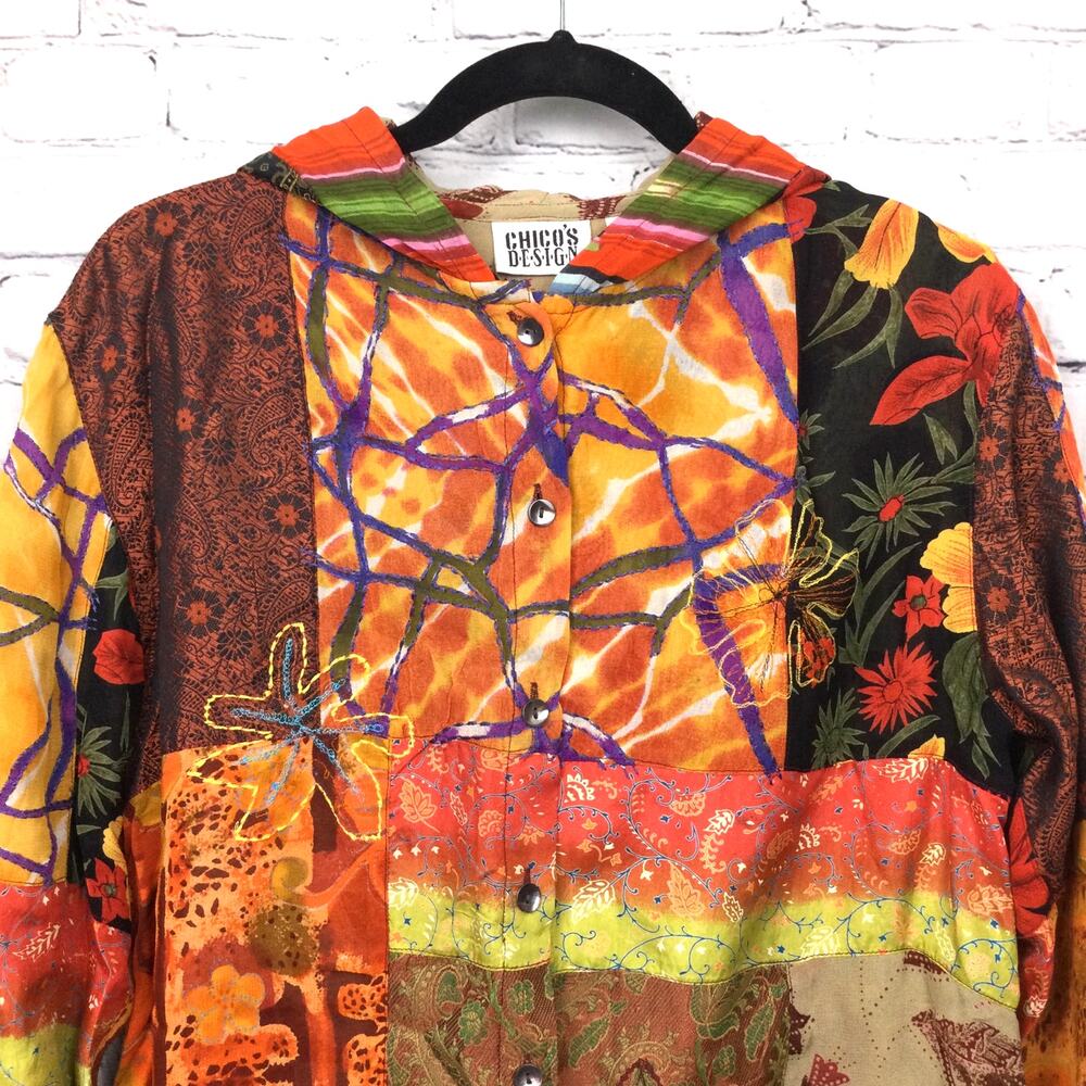 Chico’s Design Patchwork Boho Embroidered Lightwe… - image 2